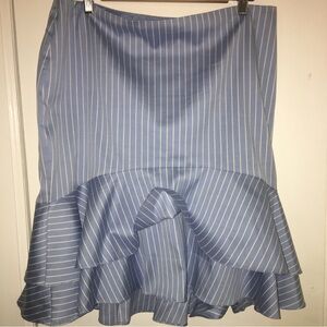 Lauren Ralph Lauren Light Blue And White Stripe Tiered Cotton/Silk Skirt Size 14